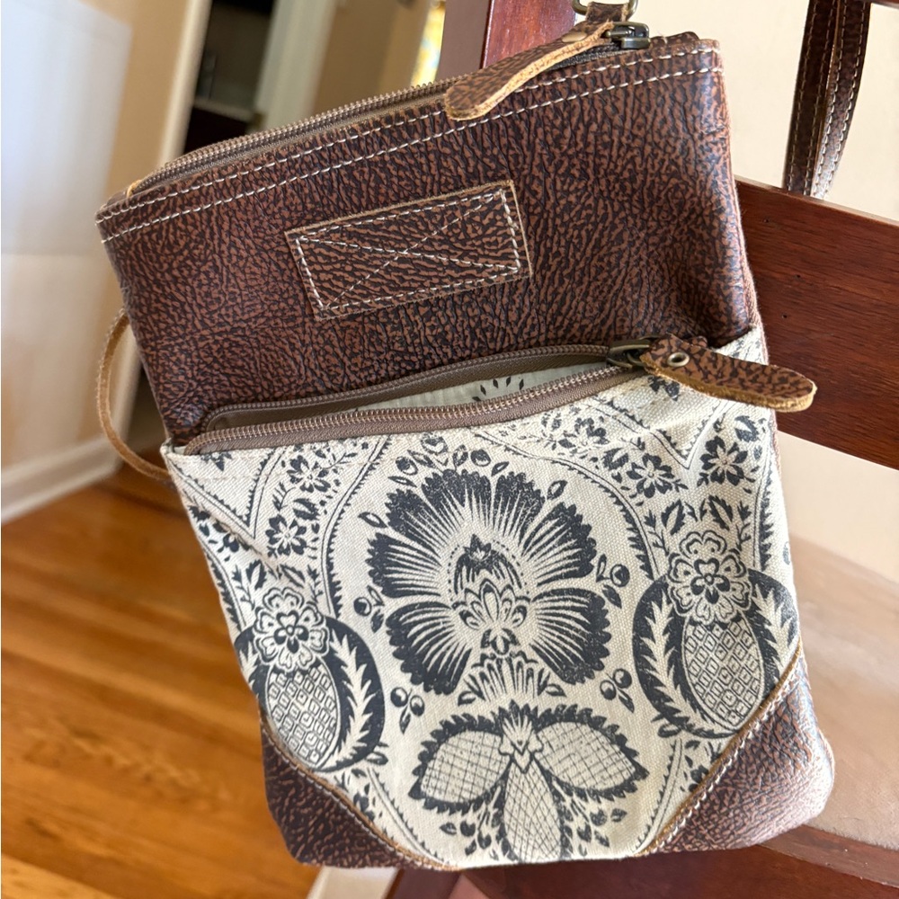 Brown and Cream Patterned Women's Bag